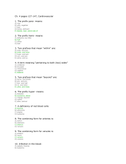 Ch. 4 pages 127-147, Cardiovascular 1. The prefix para