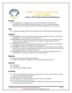 PARCC Literary Analysis Task Grade 8 Reading