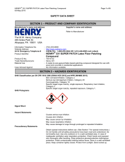 SECTION 1 &ndash; PRODUCT AND COMPANY IDENTIFICATION