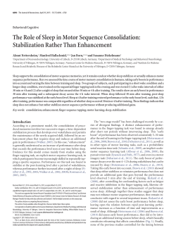 The Role of Sleep in Motor Sequence Consolidation