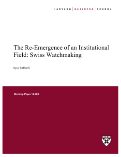 The Re-Emergence of an Institutional Field: Swiss Watchmaking