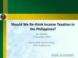 Should We Re-think Income Taxation in the Philippines?