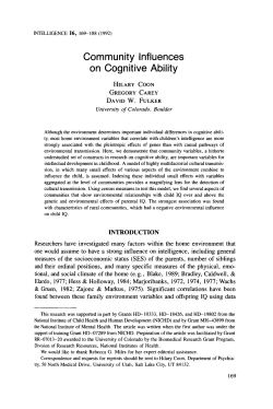 Community Influences on Cognitive Ability - Psychology