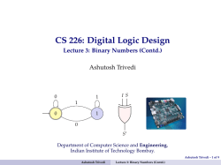 Lecture 3: Binary Numbers (Contd.)