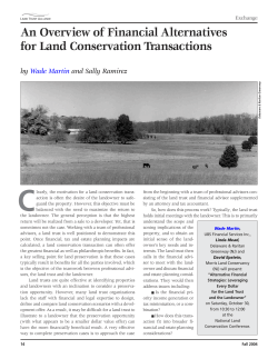 Financial Alternatives for Land Conservation Transactions