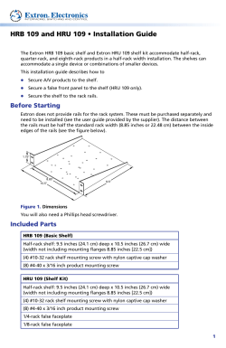 HRB 109 and HRU 109 Installation Guide