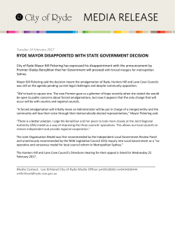 ryde mayor disappointed with state government decision