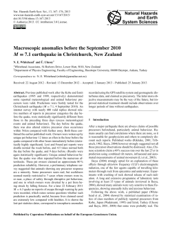 Macroscopic anomalies before the September 2010 M = 7.1