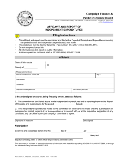 Affidavit and Report of Independent Expenditures