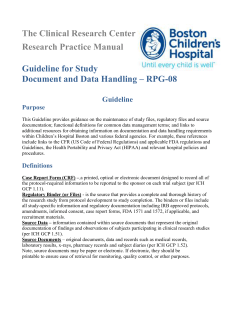 The Clinical Research Center Research Practice Manual Guideline