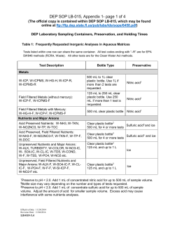 DEP SOP LB-015, Appendix 1