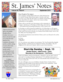 St. James` Notes - St. James` Episcopal Church at Mount Vernon