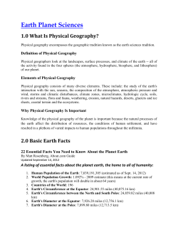 Earth Planet Sciences 1.0 What Is Physical Geography?