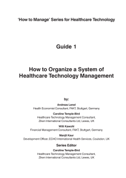 Guide 1 How to Organize a System of Healthcare Technology