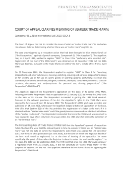 court of appeal clarifies meaning of &ldquo;earlier trade mark&rdquo;