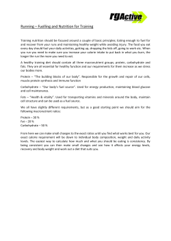 Running &ndash; Fuelling and Nutrition for Training