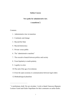 Sabino Cassese New paths for administrative law. A manifesto(*)