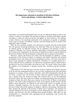 Importance attached to machines in division of labour