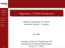 Algorithms: A Brief Introduction