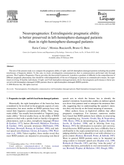 Neuropragmatics: Extralinguistic pragmatic ability is better