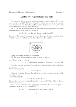 Lecture 6. Operations on Sets