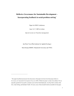 Reflexive Governance for Sustainable Development