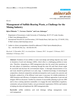 Management of Sulfide-Bearing Waste, a Challenge for the Mining