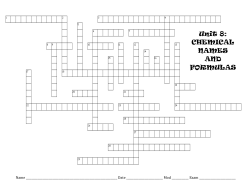 Unit 8: CHEMICAL NAMES AND FORMULAS