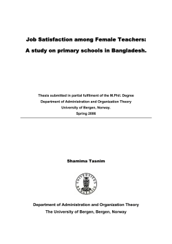 Job Satisfaction among Female Teachers - (BORA)