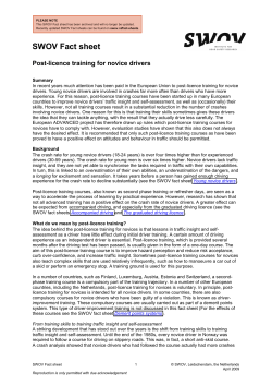 Post-licence training for novice drivers