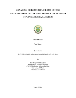 Managing risks of decline for hunted populations of grizzly bears