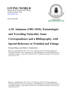 A.M. Adamson (1901-1945): Entomologist and Travelling Naturalist