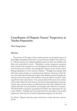 Contribution of Hispanic Parents` Perspectives to Teacher