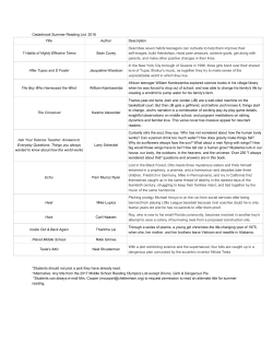 Cedarbrook Summer Reading List 2016