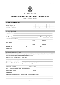 application for populous place permit &ndash; vermin control