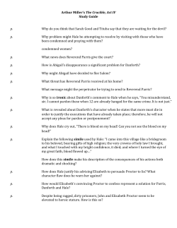Arthur Miller`s The Crucible, Act IV Study Guide