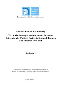 The New Politics of Autonomy. Territorial Strategies and the uses of