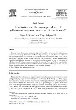 Narcissism and the non-equivalence of self - Virgil Zeigler-Hill