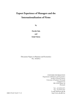 Export Experience of Managers and the Internationalization of