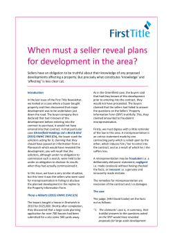 When must a seller reveal plans for development in the