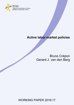 Active labor market policies, IFAU Working Paper 2016:17
