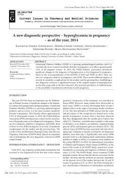 A new diagnostic perspective &ndash; hyperglycemia in pregnancy &ndash; as of