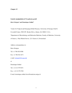 1 Chapter 15 Genetic manipulation of Toxoplasma gondii Boris