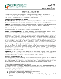Creating a Resume 101 - UW