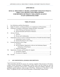 APPENDIX B SEXUAL MISCONDUCT OR RELATIONSHIP