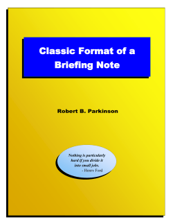 Classic Format for a Briefing Note