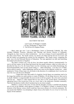 MATTHEW THE MAN Lent Course, St Michael`s Cornhill, 1:45 pm