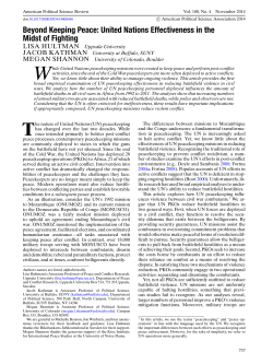 Beyond Keeping Peace: United Nations Effectiveness in the Midst of