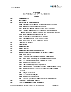 Clearing House and Performance Bonds