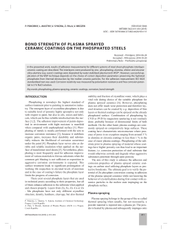 BOND STRENGTH OF PLASMA SPRAYED CERAMIC COATINGS